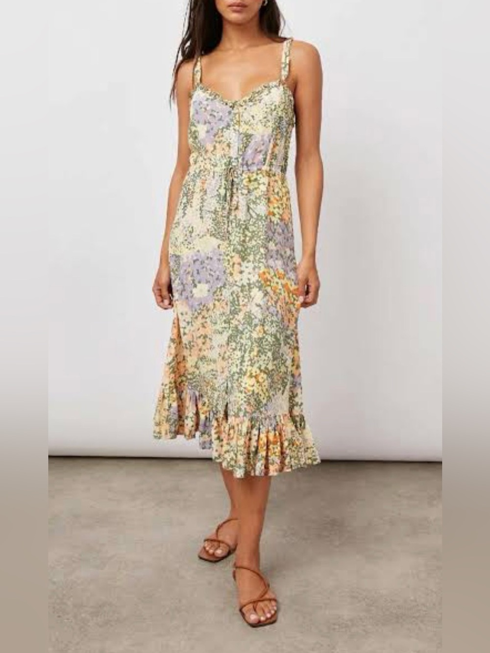 Rails Adalyn Floral Button-Front Midi Dress Small